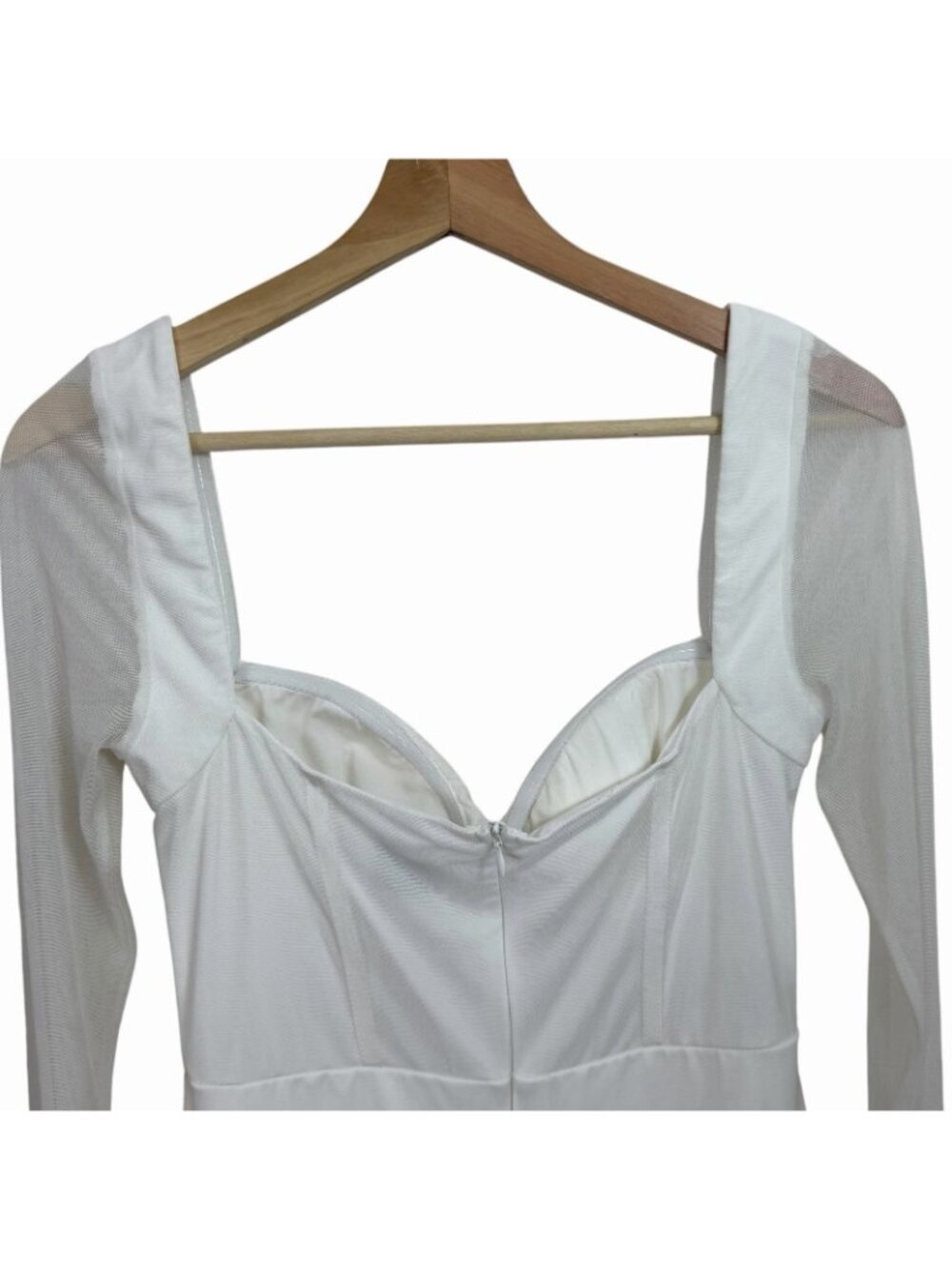 Princess Polly Sheer Bodycon Mini Dress Size 8 White Mesh Illusion Sweetheart - Picture 6 of 13